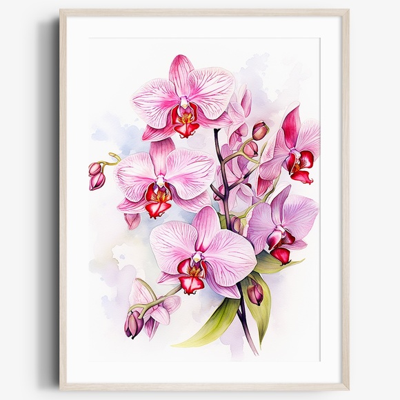 Creative Path Studios Other - Watercolor Orchids Wall Art Illustration Print Poster Unframed
